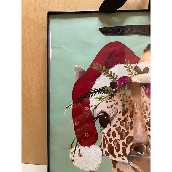 Adorable Giraffe Christmas Picture Handmade Vintage - Picture 2 of 4